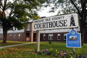 The Presque Isle County Courthouse is the site of the trial of Richard Strzelecki.