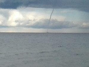 A waterspout was spotted in Lake Huron off the shores of Huron Beach Thursday afternoon. (Photo by Heidi Witucki)