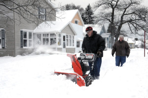 David and Ruth Brege were like many others who faced the chore of removing snow after this week's storm. (Photo by Richard Lamb)