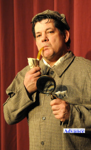 Ed Perrault as William Gillette in the play "The Game's Afoot, or Holmes for the Holidays." (Photo by Richard Lamb)