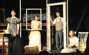 CAST MEMBERS (from left) Mallory Ryan, Emmalyn Riddle, Jacob Bruski and Abbey Mulka were part of the 10-member cast of “The Miracle Worker.” (Photo by Richard Lamb)