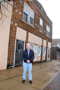 SCOTT MCLENNAN of Rogers City plans on renovating the former Brooks Hotel along North Third Street. There’s going to be a lot of planning, but exterior work is e