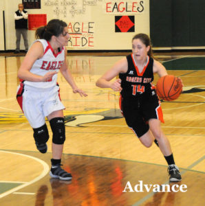 Kayla Rabeau led the Hurons with 10 points in the regional championship game. (Photo by Richard Lamb)