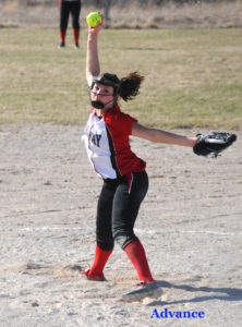 Onaway ace Calley Selke and the Lady Cards are in district action Saturday at Indian River. (Photo by Richard Lamb)