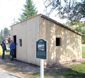A REPLICA relief shack is now part of the Metz Fire Trailside Historical Park. Many people were getting to tour it for the first time during Sunday’s 110th anniversary observance. (Photo by Peter Jakey)