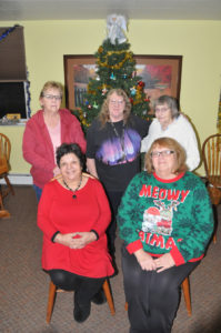 THE 2018 LSM decorating team included, front from left, Gail Milledge, Cheryl Nichols, back, Anna Wood, Carmen Clayton and Eva Gilbert. Missing are Bob Mann and Rich Lucier. (Photo by Peter Jakey)
