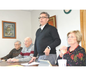 PRESQUE ISLE District Library board chairman Jeff Hopp opened last Wednesday’s meeting before getting into the condition of the Grambau Education Center and what it will take to renovate it. (Photo by Peter Jakey)