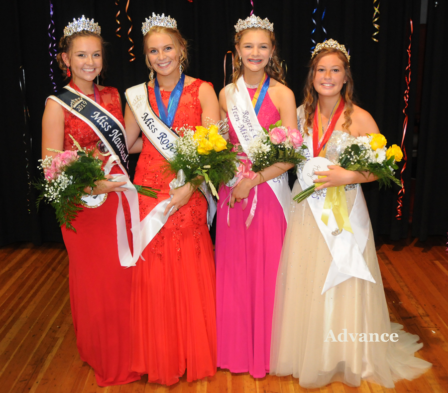 Four queens were crowned at the Miss Rogers City pageant. Pictured are (from left) Madison Tulgetska, Alayna Sorget, Niya Hoffman and Hailey Rose Grulke. 