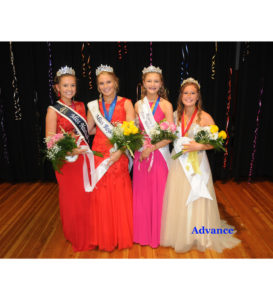 FOUR TITLE-WINNERS were named at last Friday’s pageant including (from left) Miss Nautical City Madison Tulgestka, Miss Rogers City Alayna Sorget, Teen Miss Rogers City Niya Hoffman and Teen Miss Nautical City Haley Rose Grulke. (Photo by Richard Lamb) 