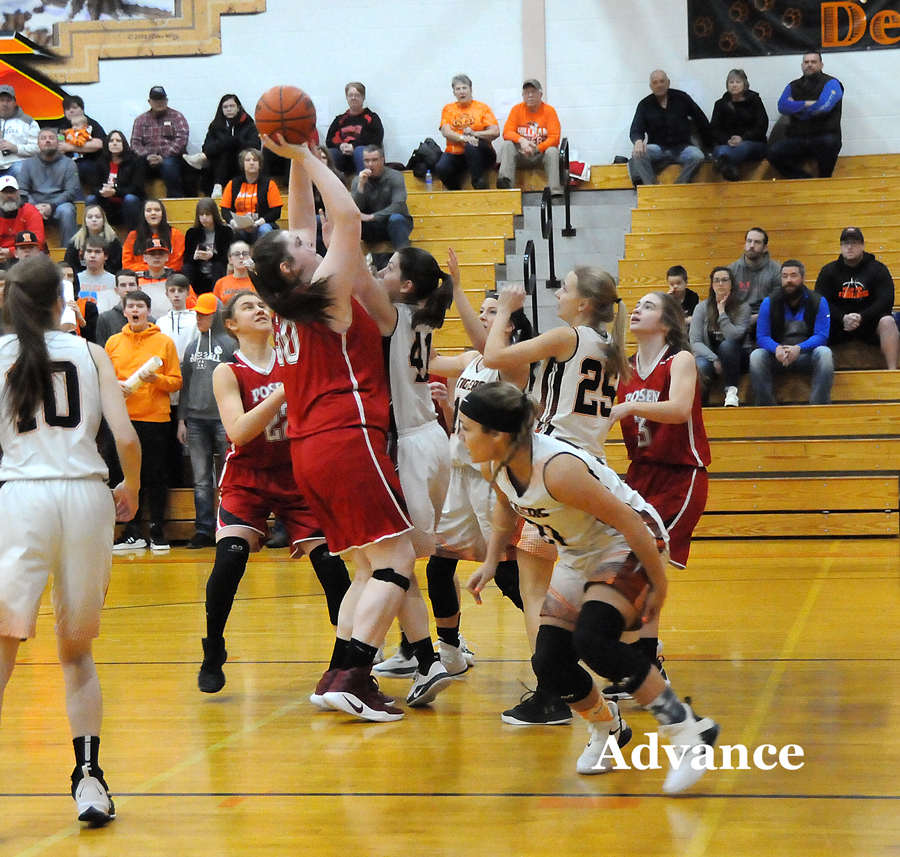 Madison Menzel makes a basket in the district championship game. 