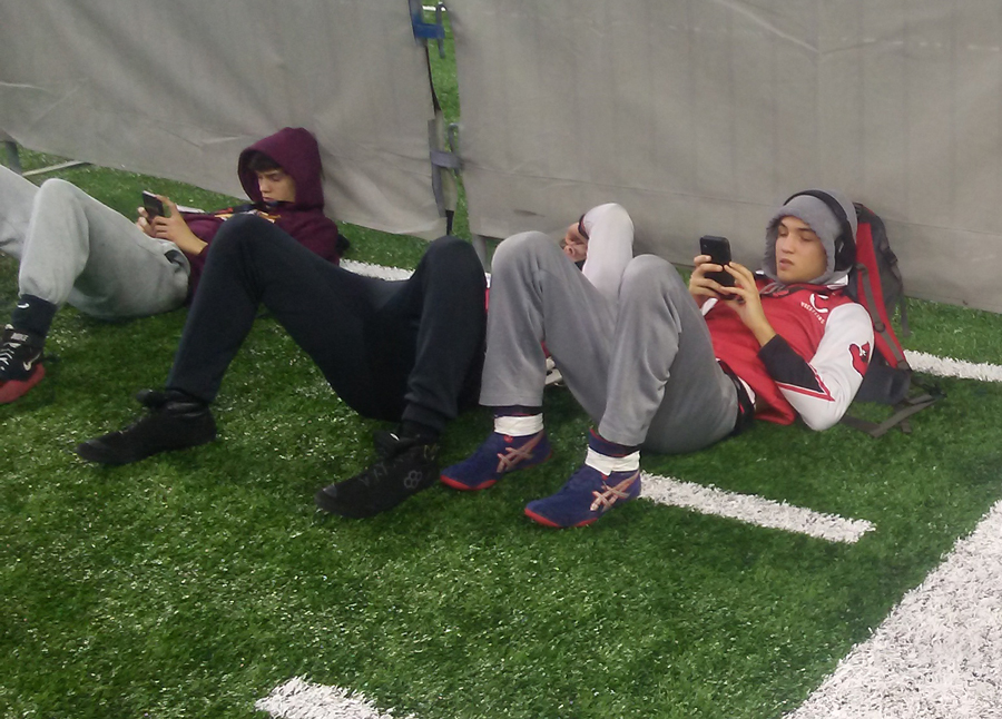 Matthew Grant won his first-round match and catches a rest between rounds at the D-4 state championships. (Photo by Peter Jakey)