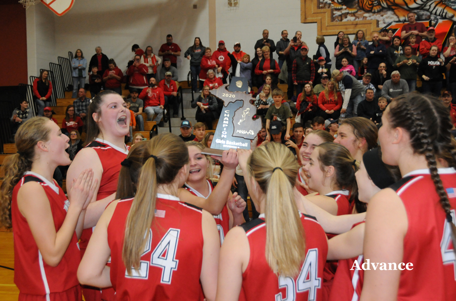 The Lady Vikings took a 47-43 win over Hillman to claim the district title. (Photos by Richard Lamb)