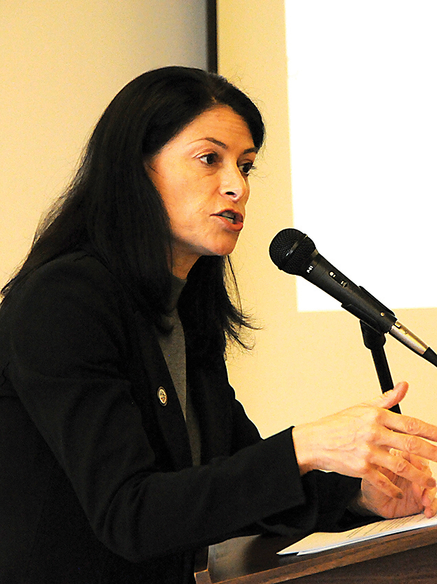 Attorney General Dana Nessel pictured from her talk in Alpena last fall. (Photo by Richard Lamb)
