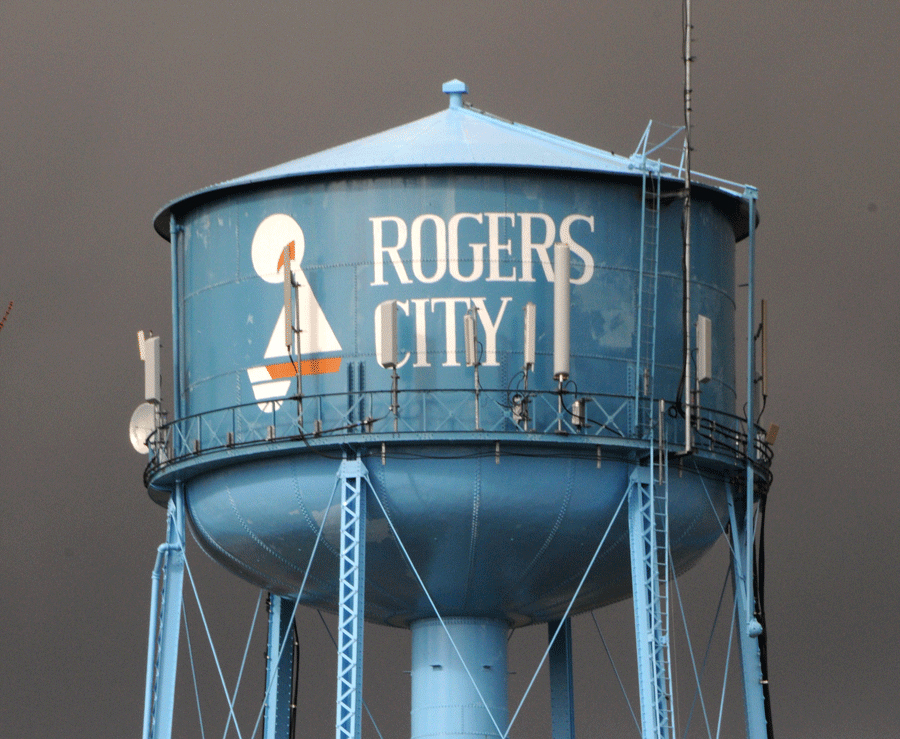The vacant lot is the former home of the city water tower, shown here in 2012