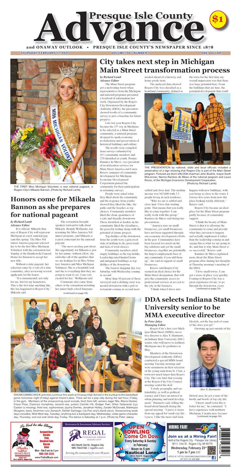 07221A Presque Isle County Advance, Onaway Outlook