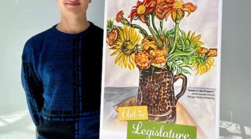 BRADY MYERS of Rogers City has his new work of artwork, “She is Michigan” on display at the Michigan Capitol building for the rest of the school year.